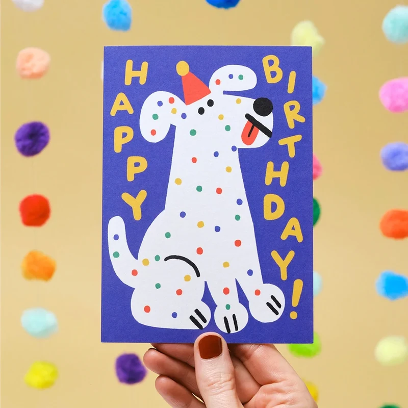 Happy Birthday Spotty Dog Grußkarte