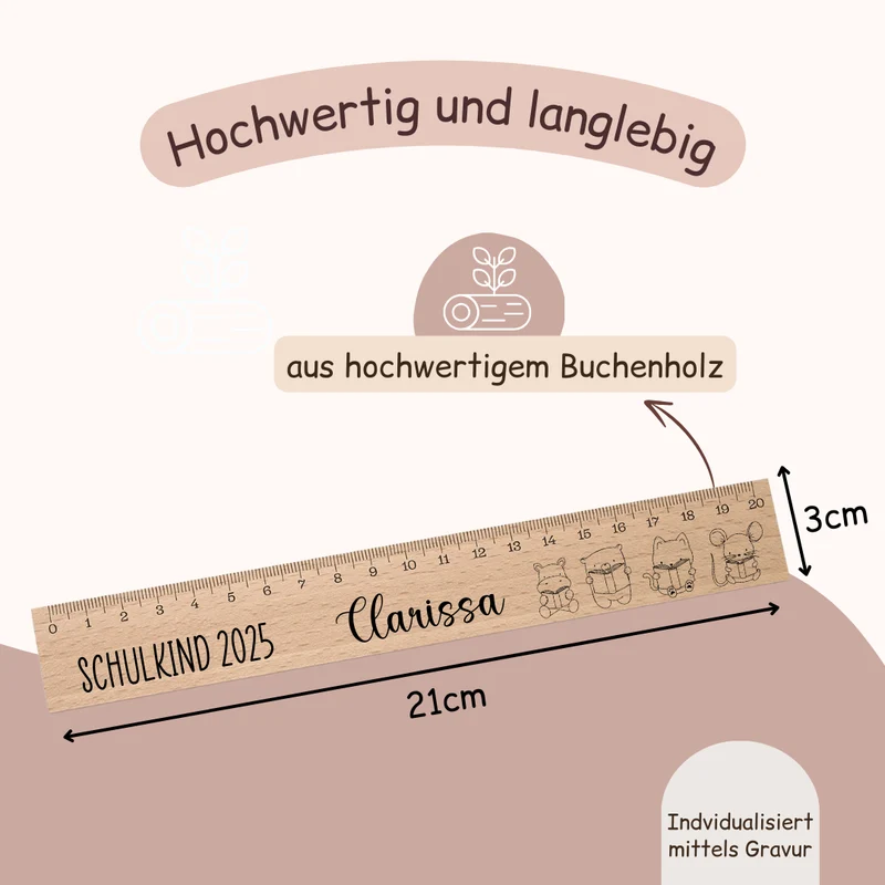 Lineal für Kinder - versch. Motiven