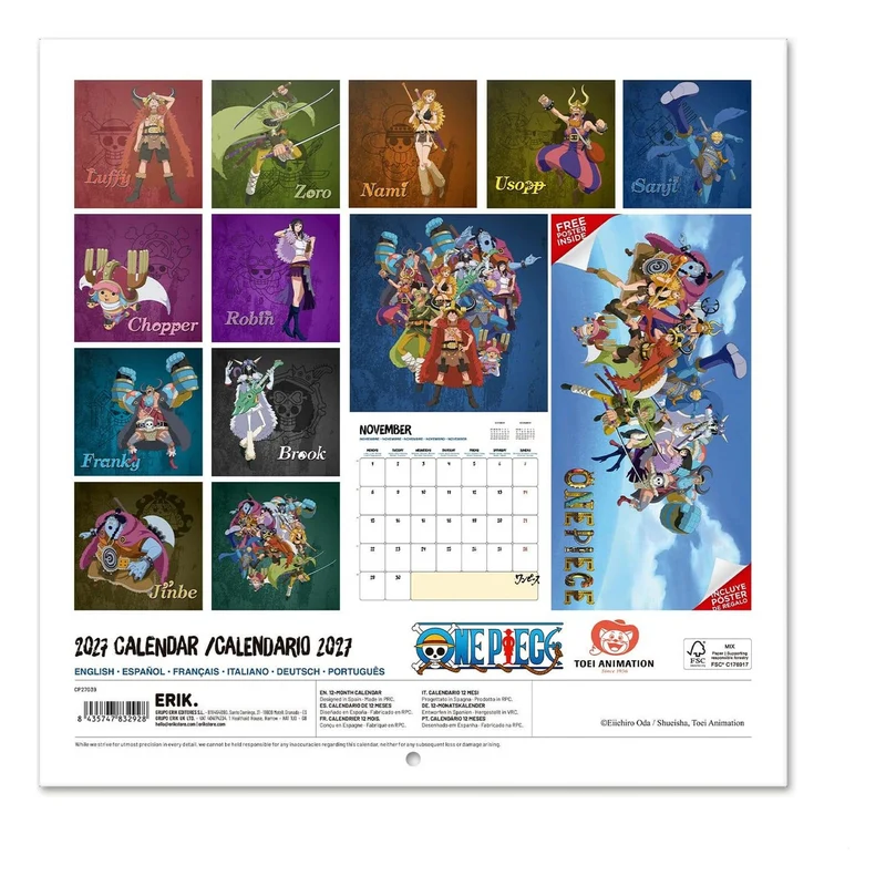 One Piece Wandkalender 2027 30 x 30 cm