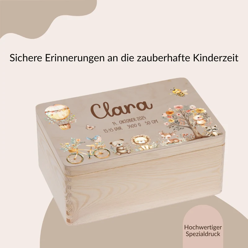 Erinnerungskiste Baby - Woodlandtieren, Heisluftballon