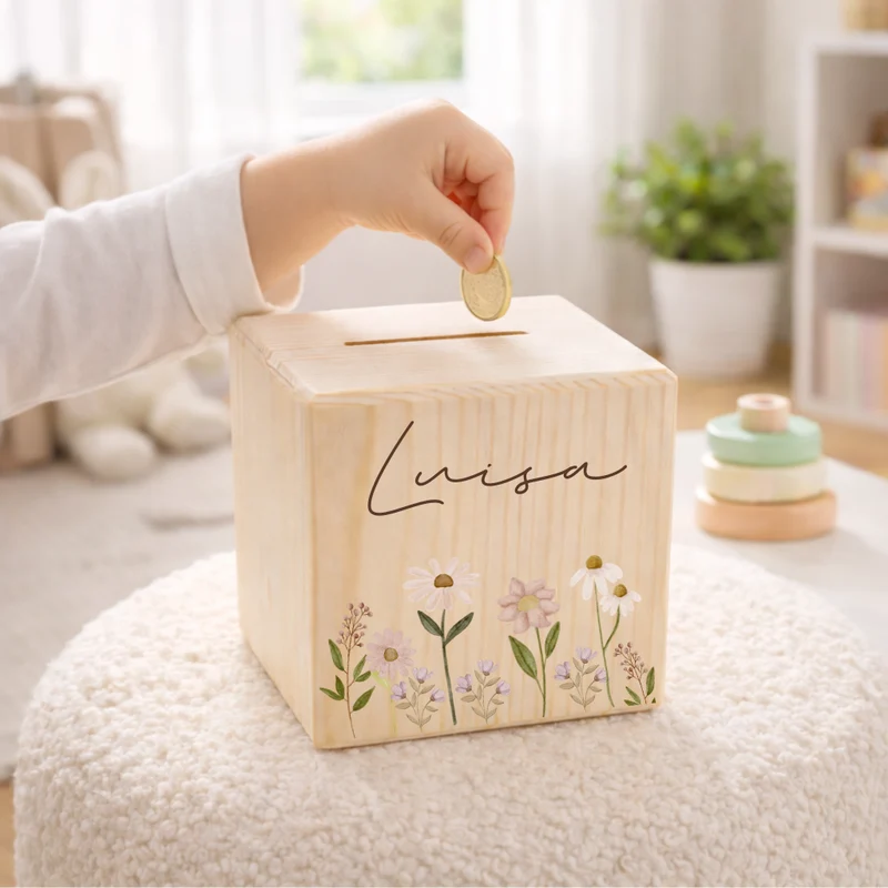 Spardose mit Blumenwiese