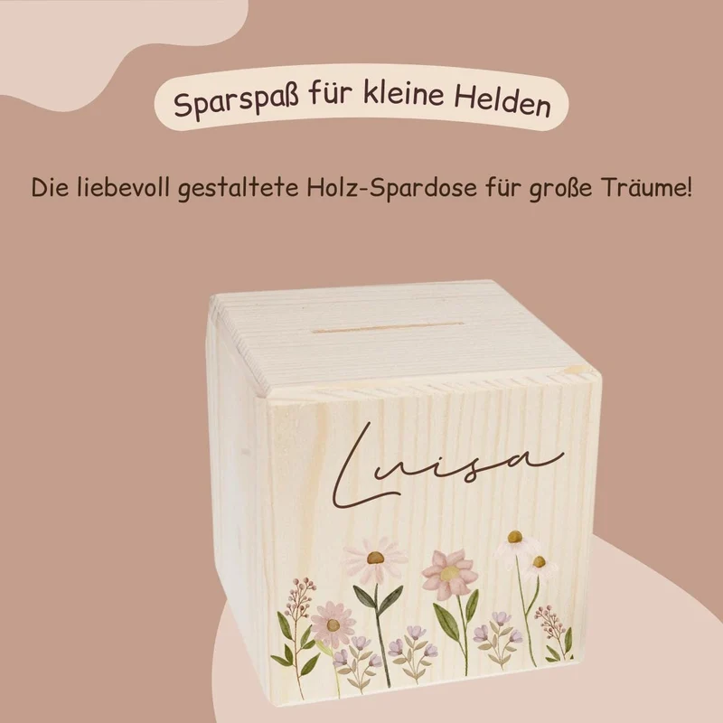 Spardose mit Blumenwiese