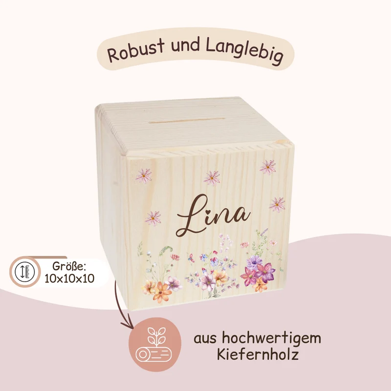 Spardose mit bunten Blumen