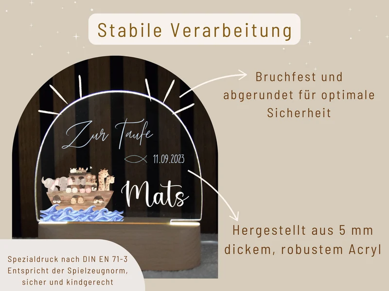 Nachtlicht Taufe Arche Noah