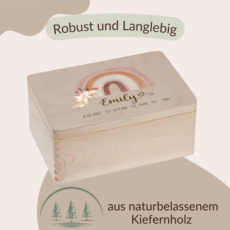 Erinnerungskiste mit Regenbogen Blume