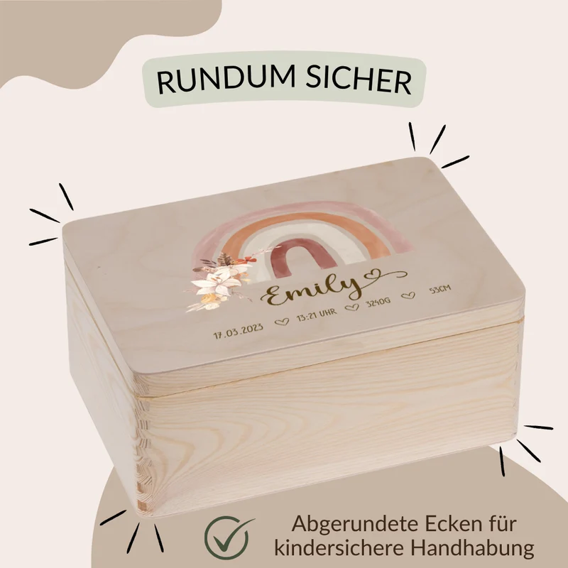 Erinnerungskiste mit Regenbogen Blume