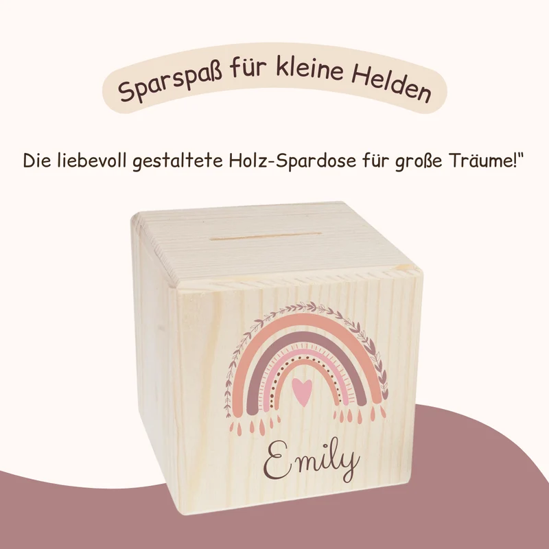 Spardose - Regenbogen Rosa Tropfen