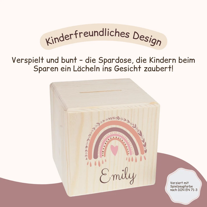 Spardose - Regenbogen Rosa Tropfen