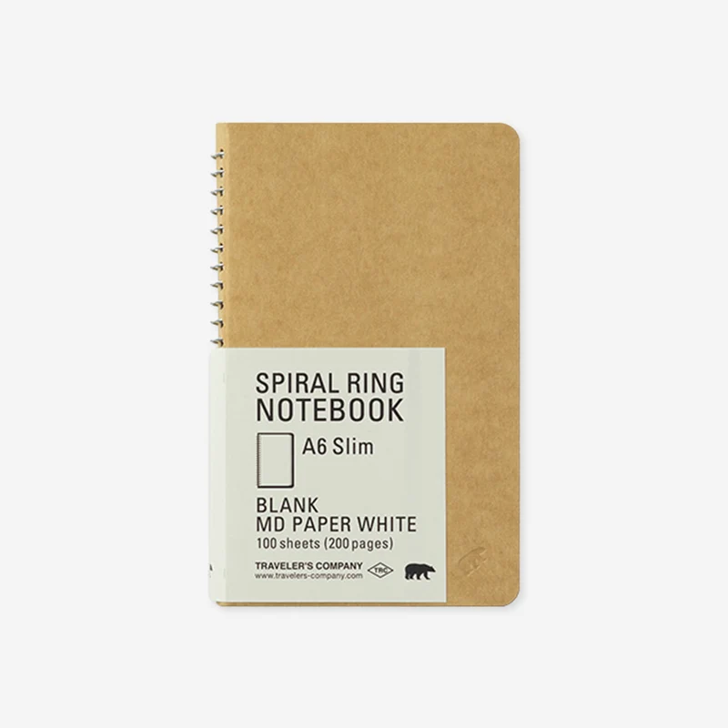 MD White Paper A6 Slim Spiral Ring Notebook