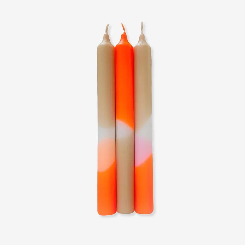 Dip Dye Neon Papaya Sand – Set mit 3 Kerzen