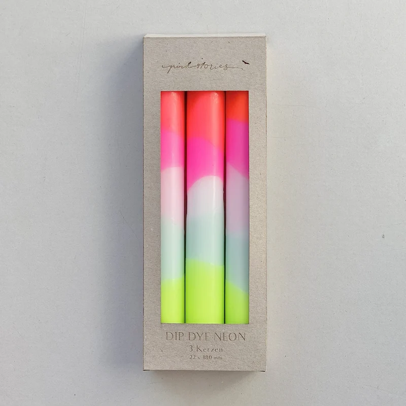 Dip Dye Neon Lollipop Trees – Set mit 3 Kerzen