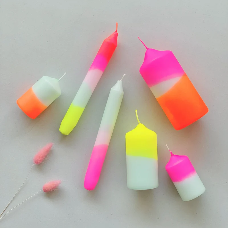 Dip Dye Neon Lollipop Trees – Set mit 3 Kerzen
