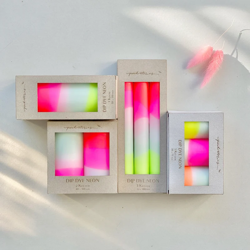 Dip Dye Neon Lollipop Trees – Set mit 3 Kerzen