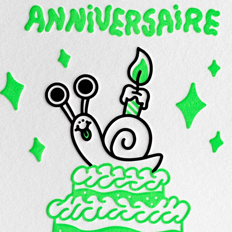 Joyeux Anniversaire en retard Letterpress-Grußkarte