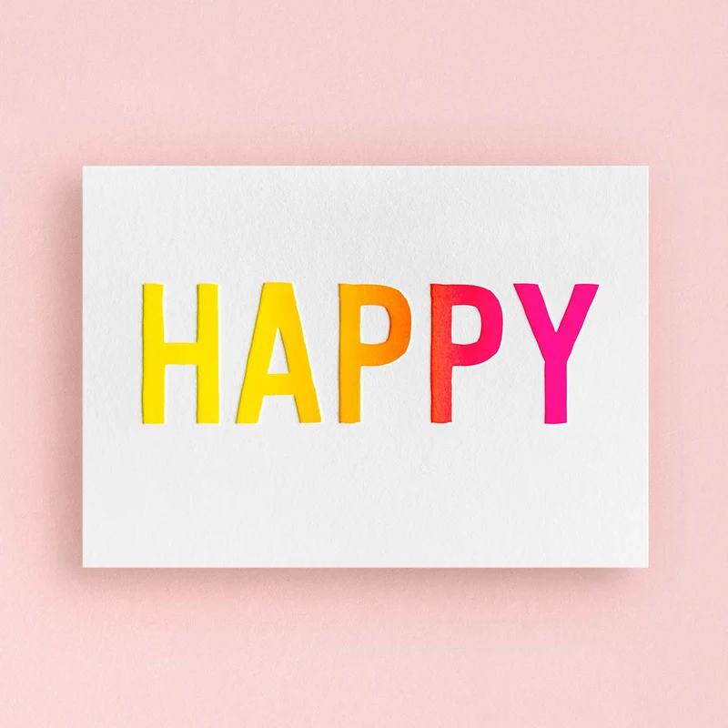 HAPPY Letterpress Karte / Mini-Print