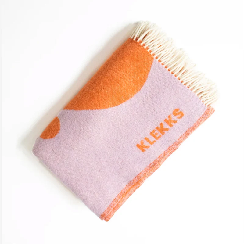 Klekks No. 8 Orange-Rosa Wolldecke