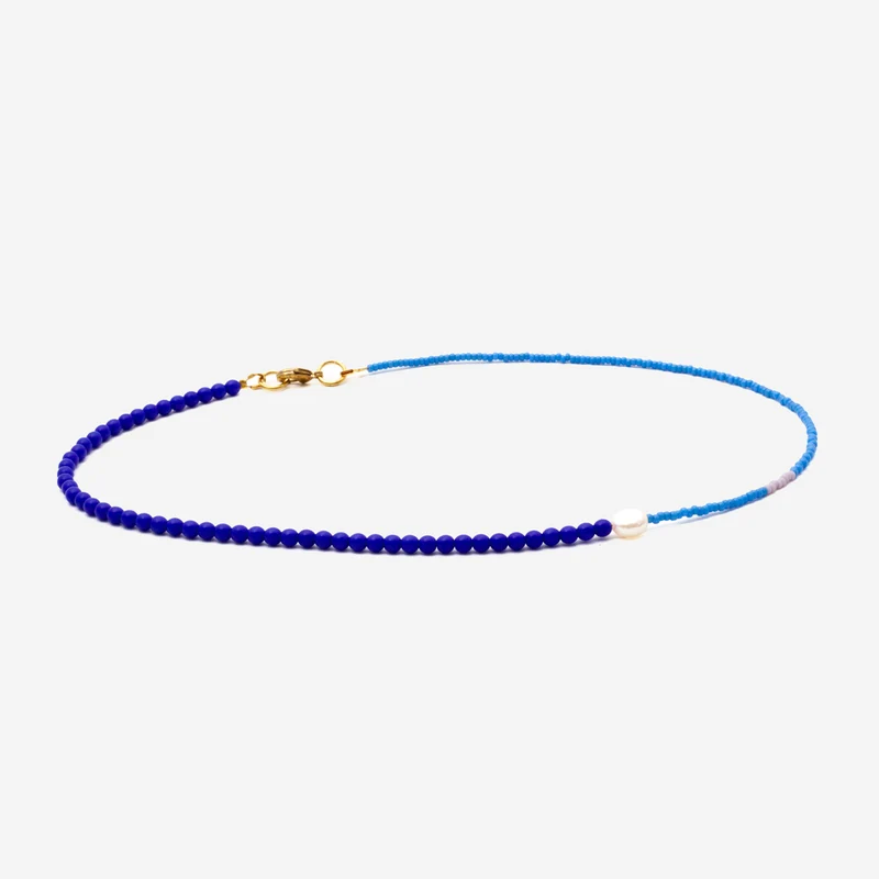 Two Tone Choker Necklace Cobalt Blue