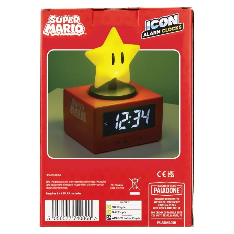 Super Mario Icon Wecker Super Star 15 cm