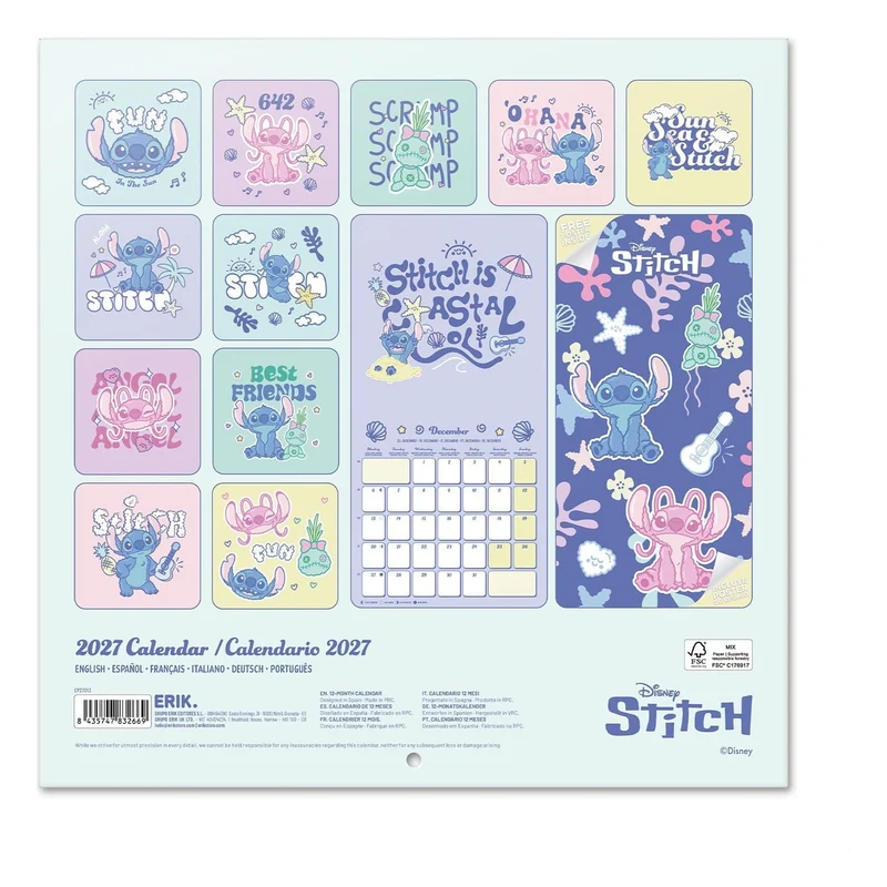 Disney Stitch Wandkalender 2027 30 x 30 cm