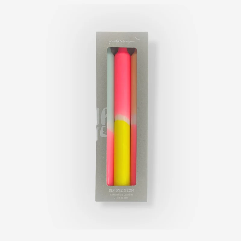 Dip Dye Neon Sunshine Club – Set mit 3 Kerzen