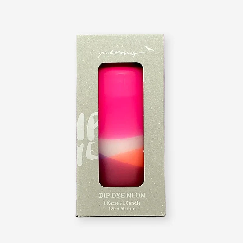Dip Dye Neon April Shower – Stumpenkerze
