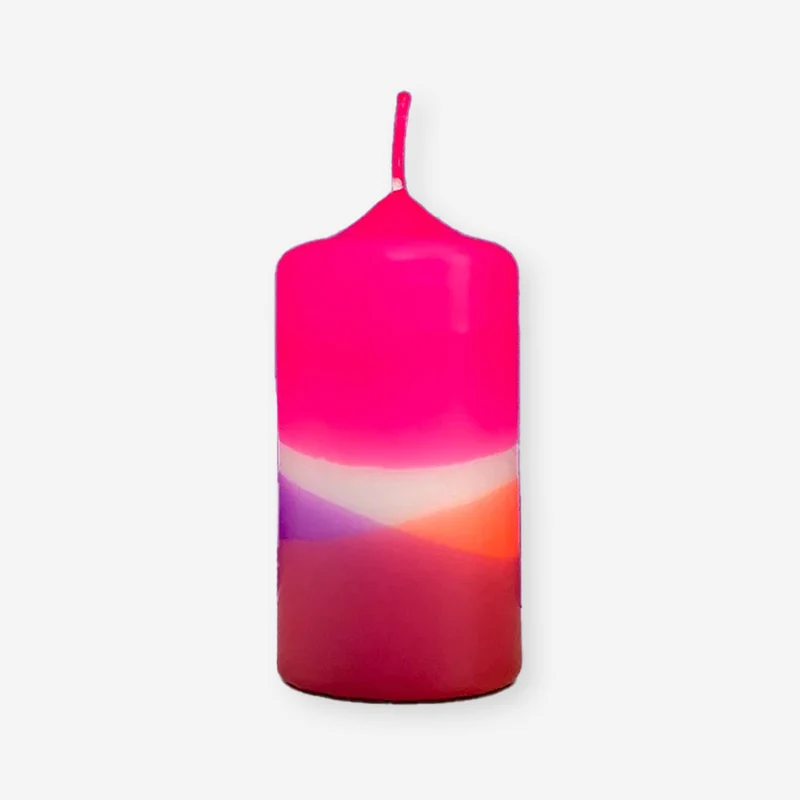 Dip Dye Neon April Shower – Stumpenkerze