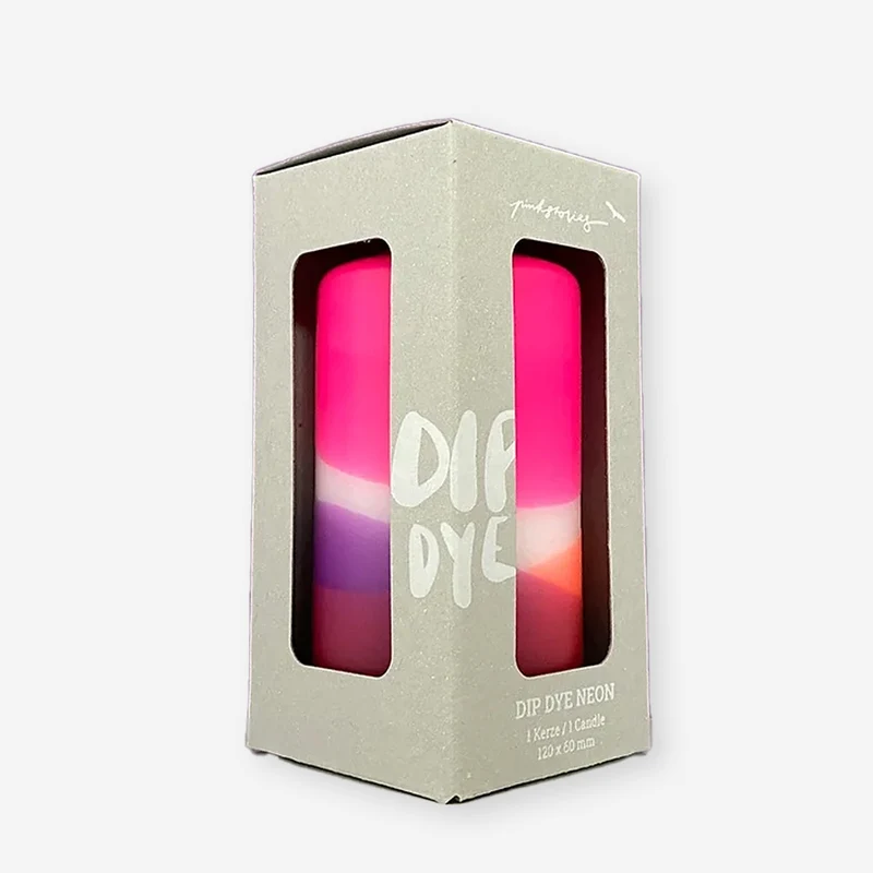 Dip Dye Neon April Shower – Stumpenkerze