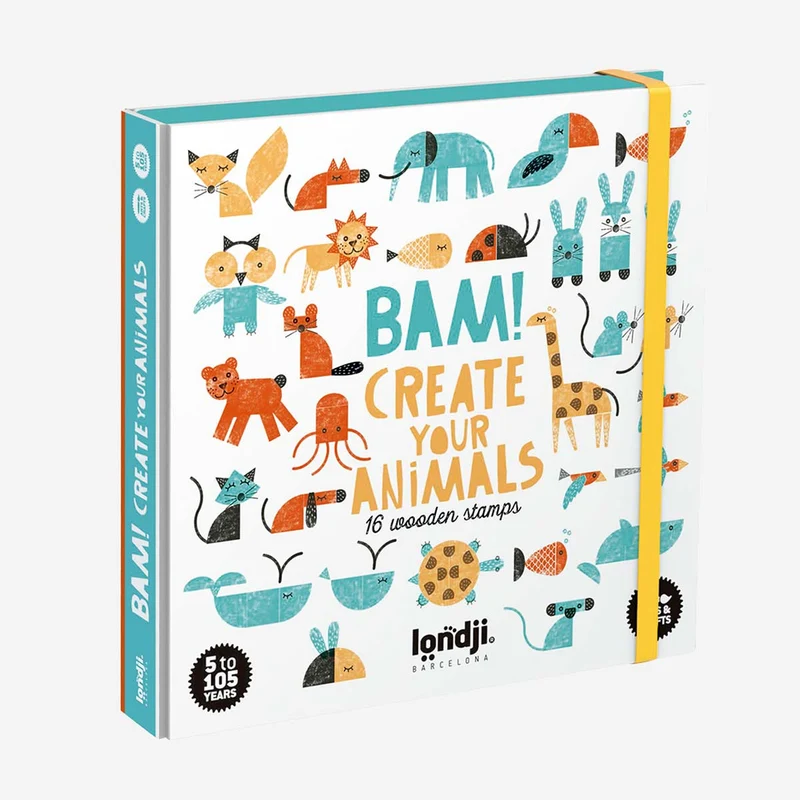 Bam! Create Your Animals - Set mit 16 Holzstempeln