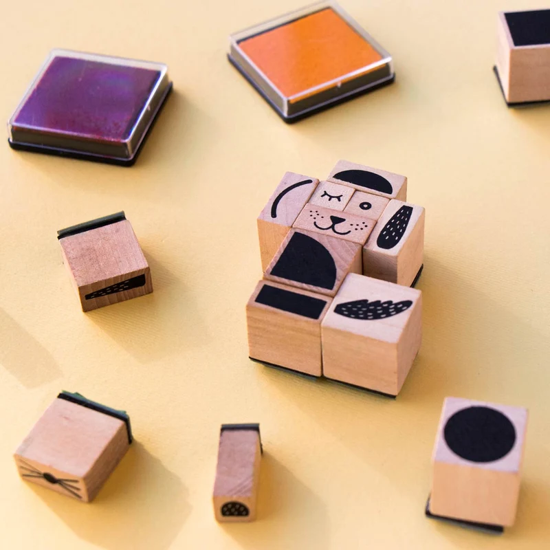 Bam! Create Your Animals - Set mit 16 Holzstempeln