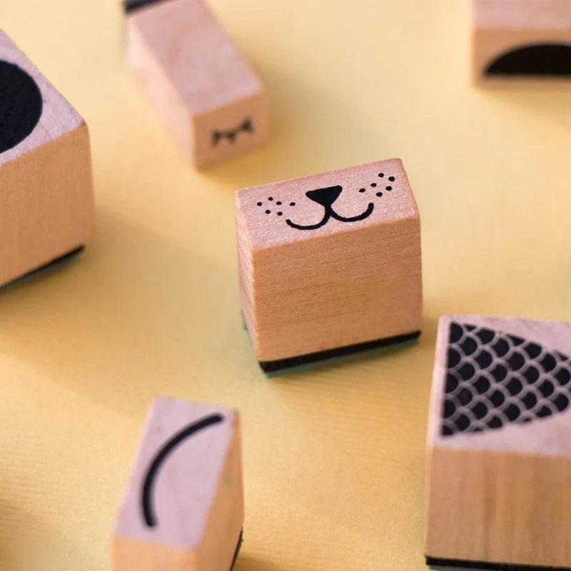 Bam! Create Your Animals - Set mit 16 Holzstempeln
