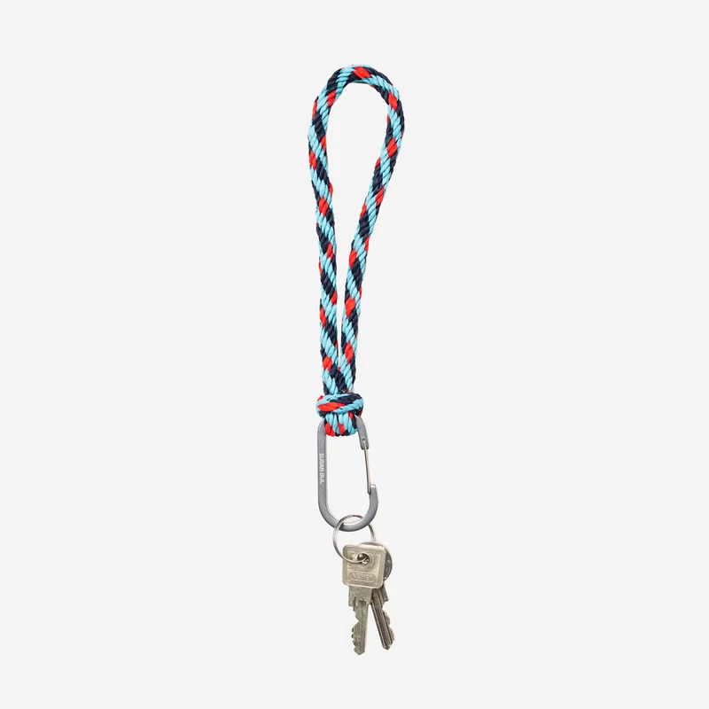 The New Kumihimo Keychain Key Blue & Red Alert