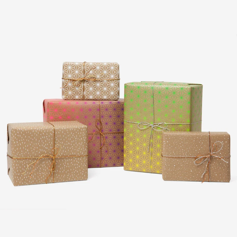 Asanoha Pink-Blau Geschenkpapier