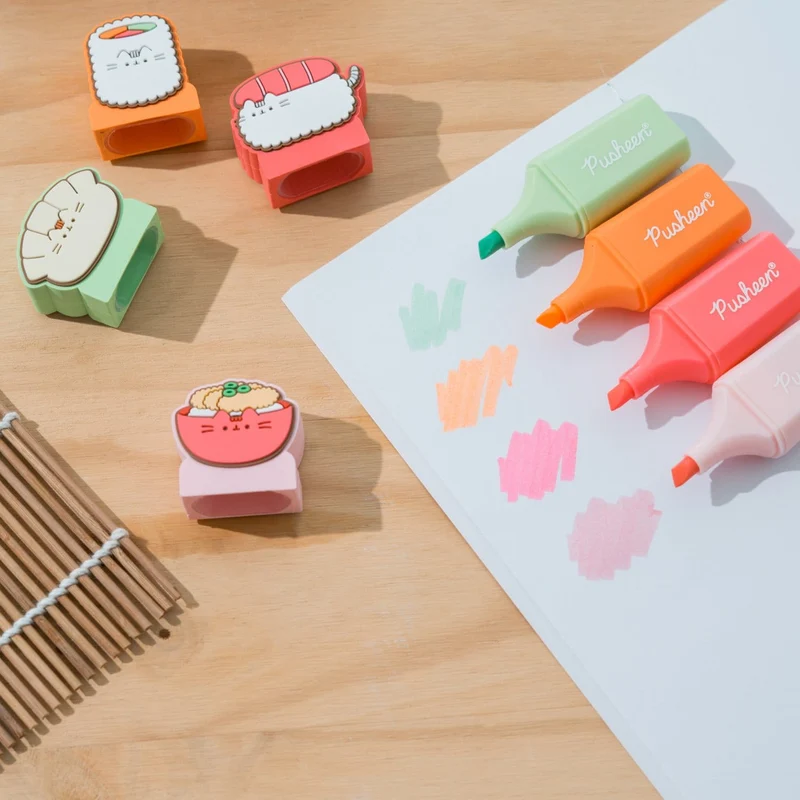 Pusheen Textmarker mit Topper Sushi Roll 4er Set