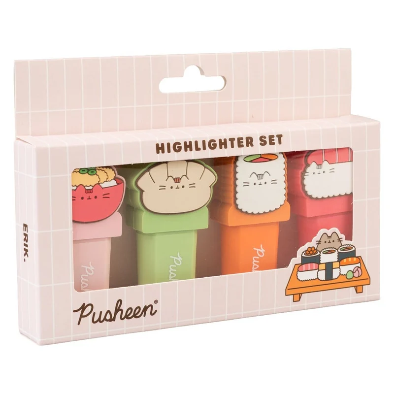Pusheen Textmarker mit Topper Sushi Roll 4er Set