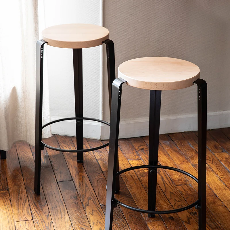 BIG LOU Bar Stool Graphite Black Eiche