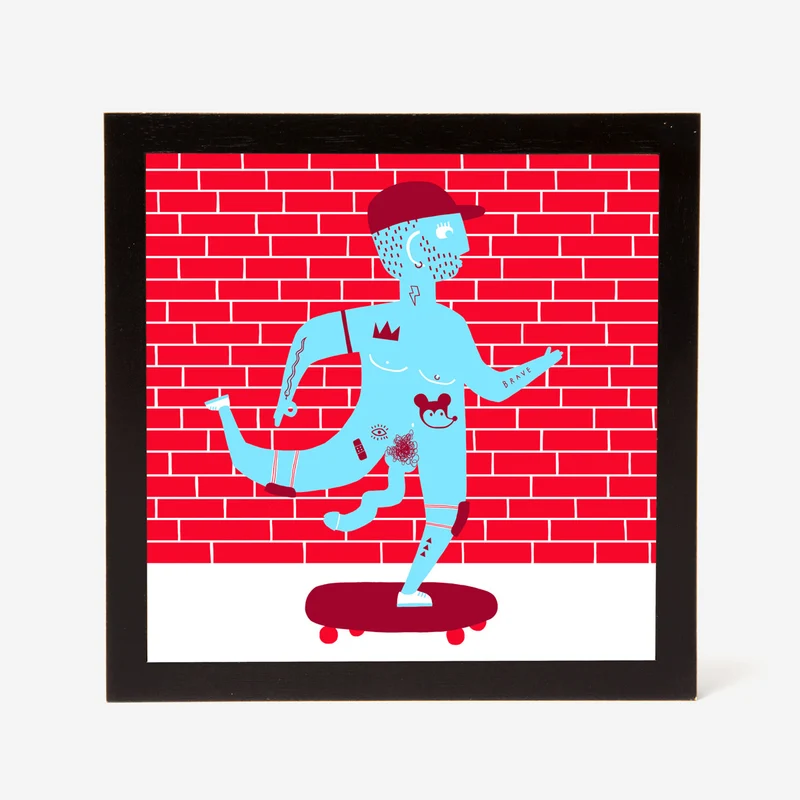 Blue Red Slim Pimmel Shady Siebdruck