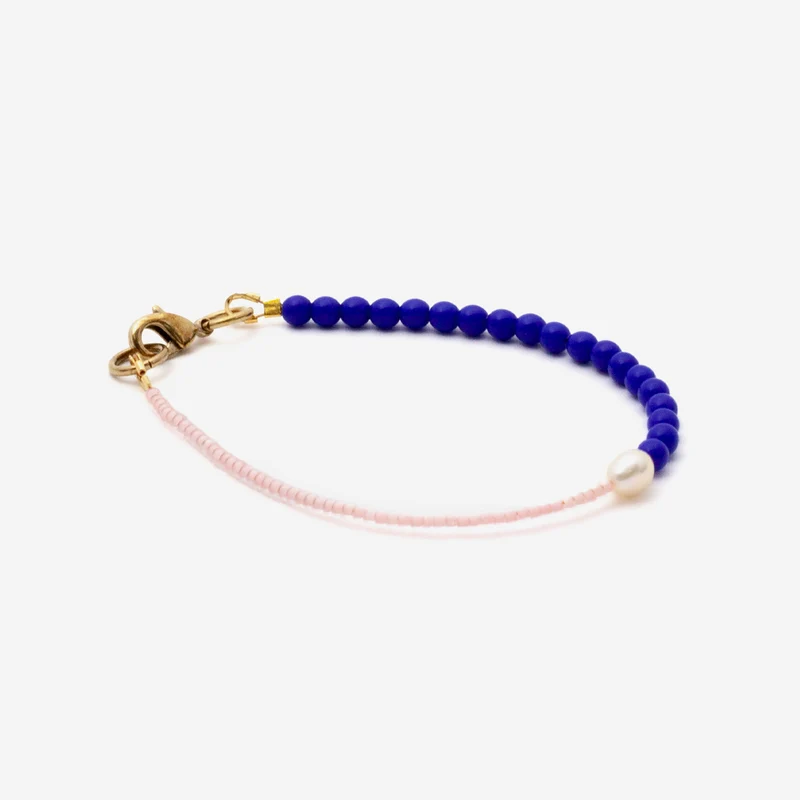 Two Tone Bracelet Cobalt + Pale Pink