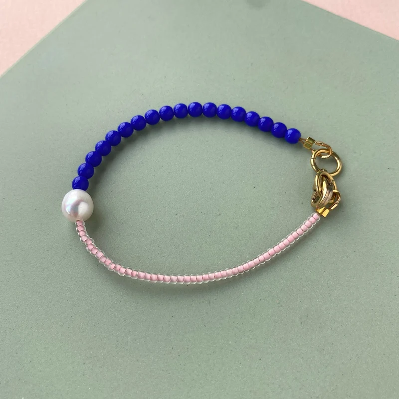 Two Tone Bracelet Cobalt + Pale Pink