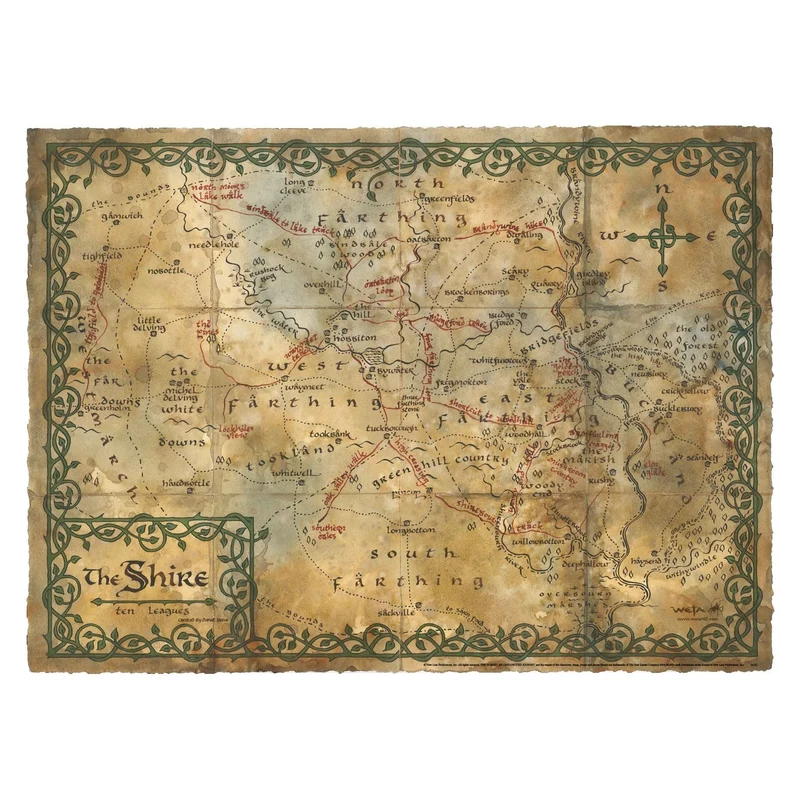 Der Hobbit Kunstdruck Map of the Shire 74 x 54 cm