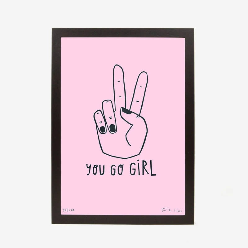 You Go Girl Linoldruck - Rosa