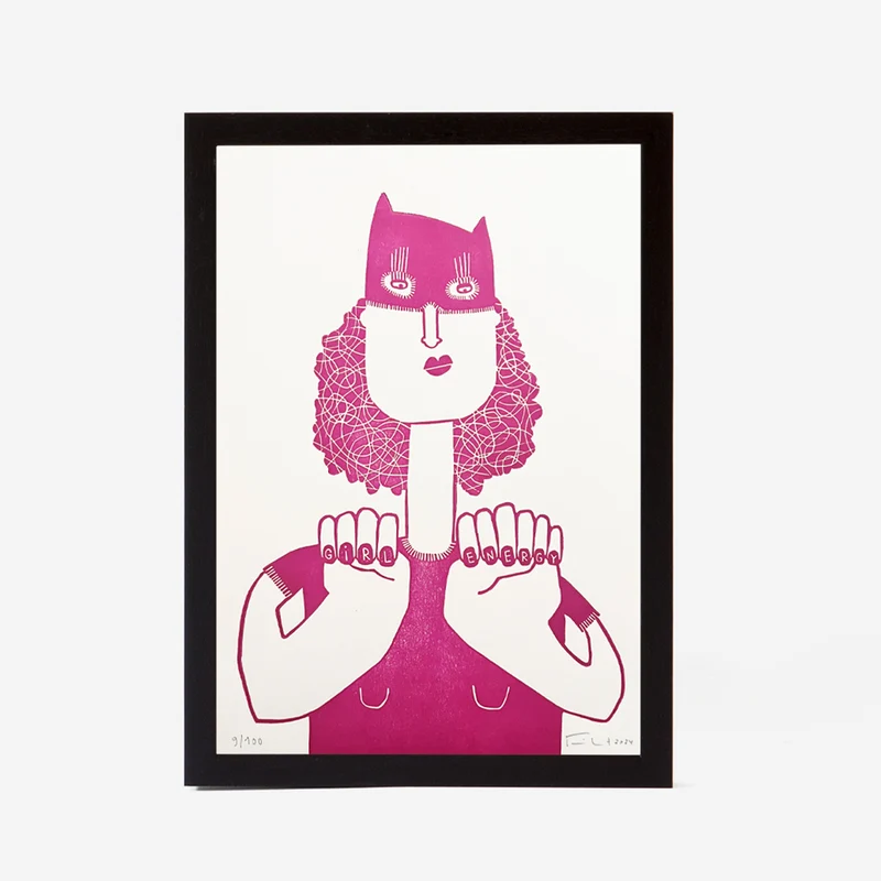 Girl Energy Linoldruck