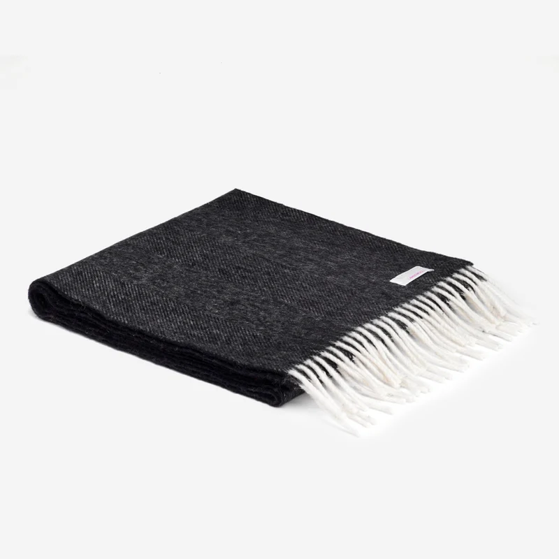 Schal Black Large Heringbone Lammwolle Supersoft