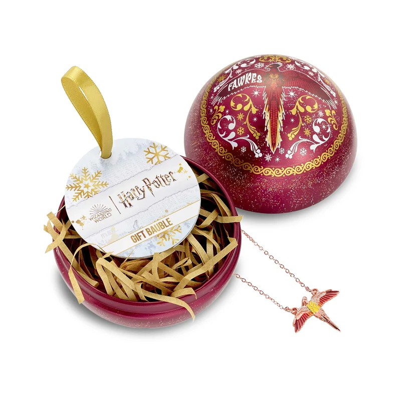 Harry Potter - Weihnachtskugel mit Fawkes Kette