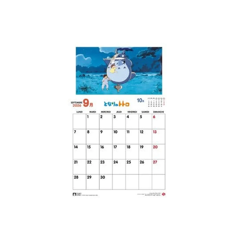 Mein Nachbar Totoro Kalender 2026 *Französische Version*