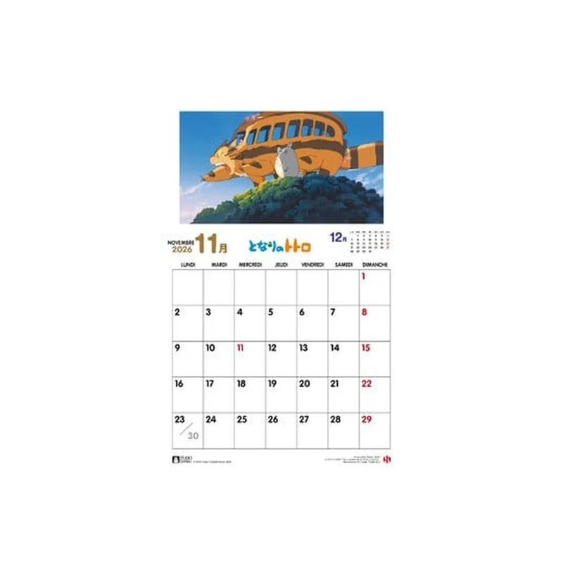 Mein Nachbar Totoro Kalender 2026 *Französische Version*