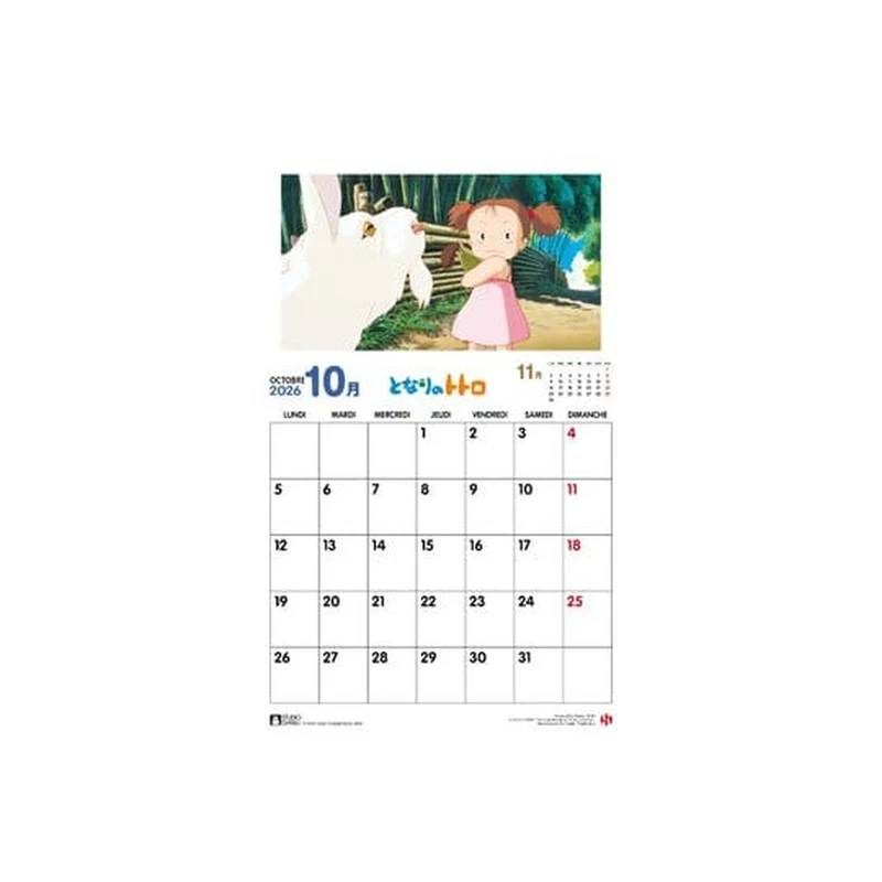 Mein Nachbar Totoro Kalender 2026 *Französische Version*
