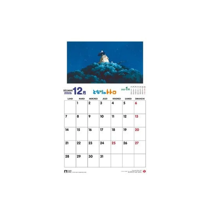 Mein Nachbar Totoro Kalender 2026 *Französische Version*