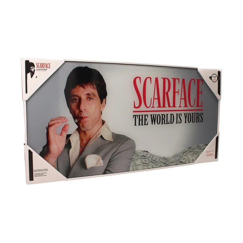 Scarface Glasposter The World Is Yours (Grey Background) 60 x 30 cm