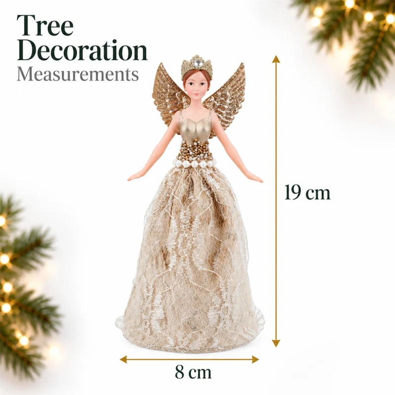 Gold Christmas Tree Fairy Topper, Gisela Graham Gold Resin Angel 19cm