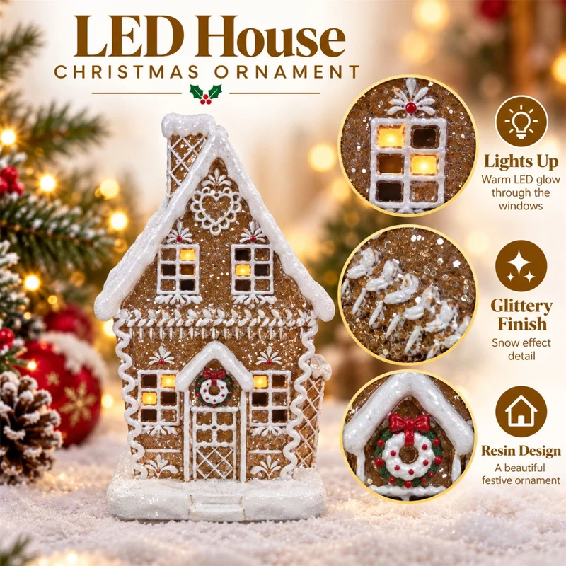 Light Up Gingerbread House, Gisela Graham LED Christmas Decoration 20cm